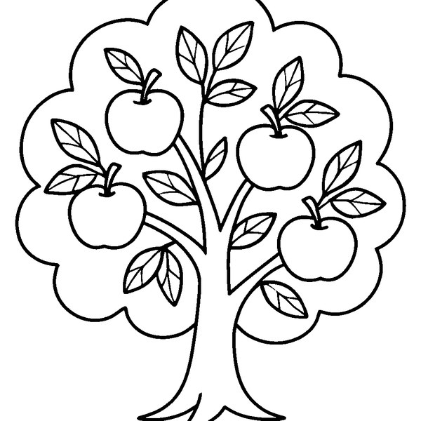 Árbol de manzanas con ramas frondosas, frutos rojos y hojas detalladas en un campo soleado