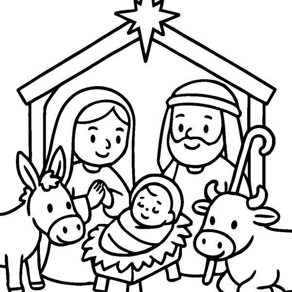 Belén con figuras detalladas: María, José, el Niño Jesús y animales en un pesebre