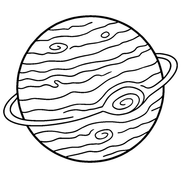 Dibujo del planeta Júpiter con sus bandas características en líneas gruesas y claras