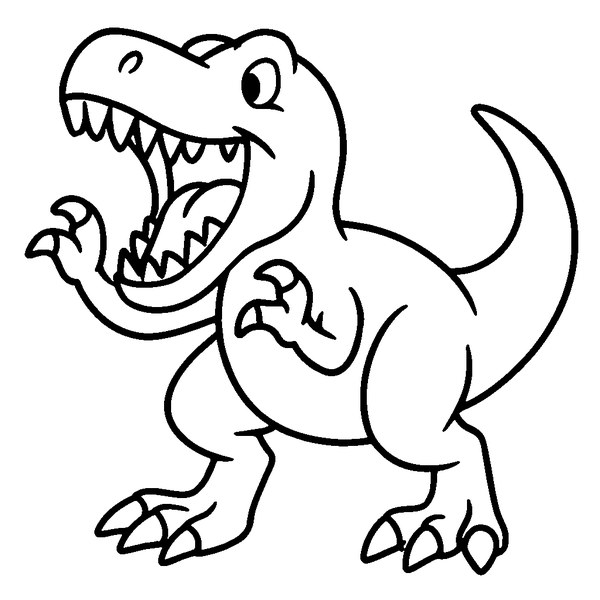 Dibujo de T-Rex rugiendo mostrando sus afilados dientes y poderosas garras