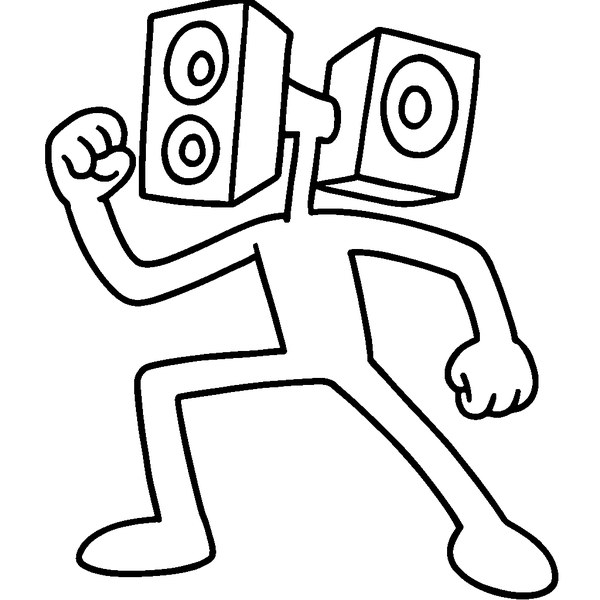 Speakerman de Skibidi con altavoces en la cabeza y una pose dinámica