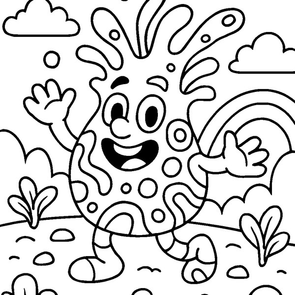 Trippi Troppi personaje psicodélico con formas abstractas y colores vibrantes en fondo imaginario