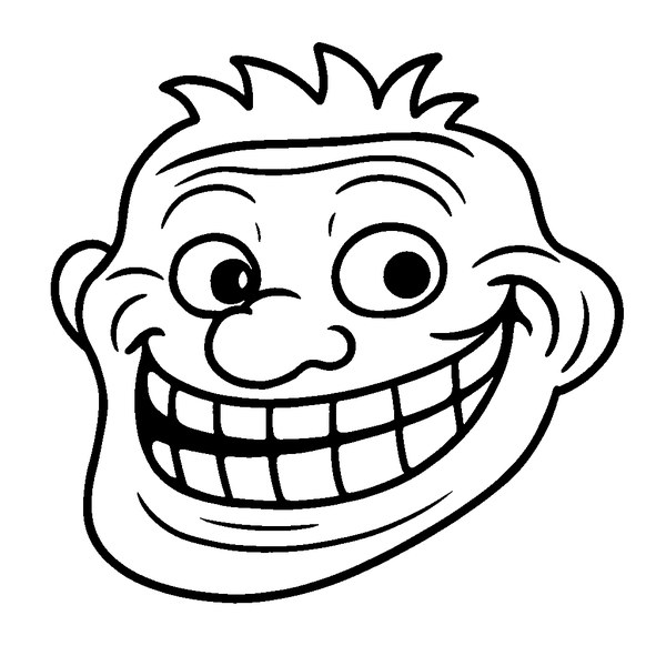 Trollface clásico con su característica sonrisa en línea gruesa, fondo blanco