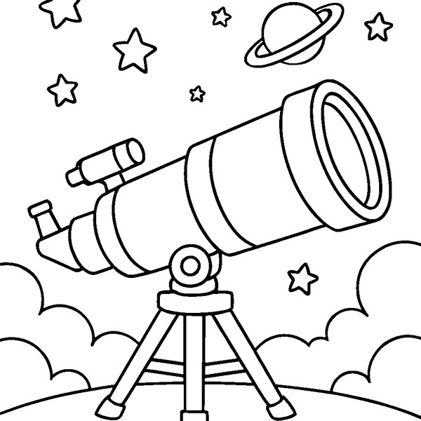 Telescopio de gran tamaño con detalles nítidos apuntando hacia un cielo estrellado