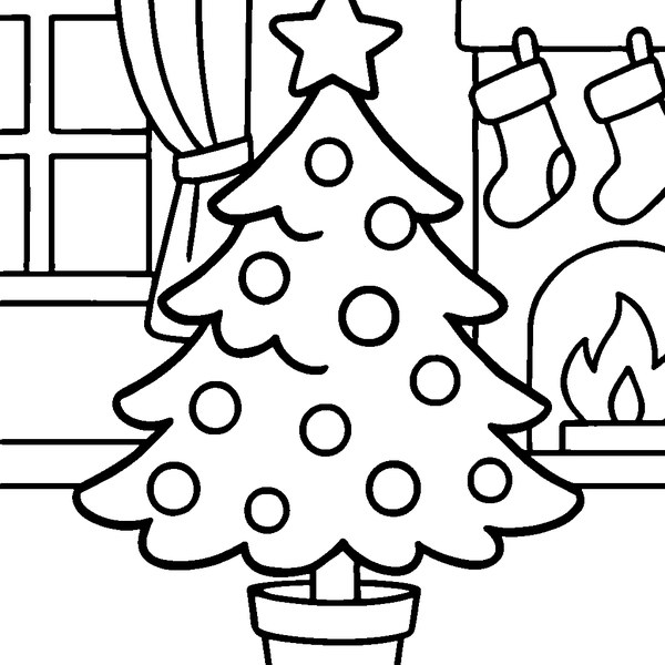 Árbol de navidad pequeño en maceta con detalles de esferas, una estrella en la punta y ramas exuberantes.