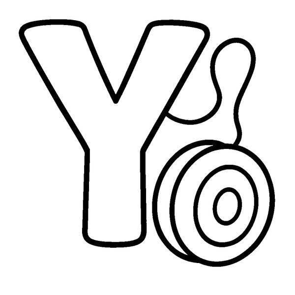 Ilustración de la letra Y grande con un yoyo de cuerda en su trazo inferior